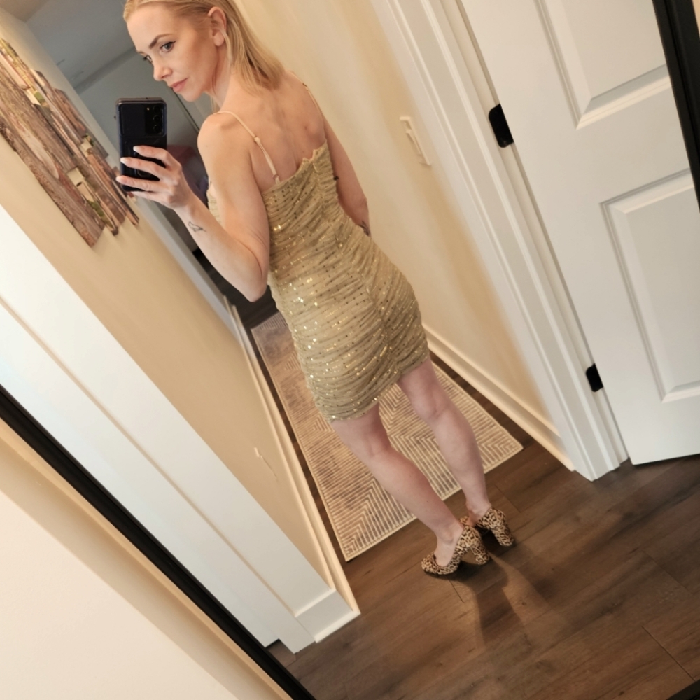 Superdown Sparkling Gold Mini Dress